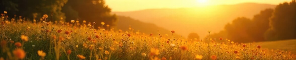 A serene landscape bathed in golden sunlight, symbolizing the boundless and unconditional nature of spiritual love; a feeling of peace and connection with the divine , golden hour, celestial