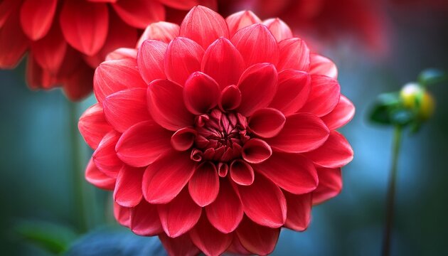 close up of vibrant red dahlia - Powered by Adobe