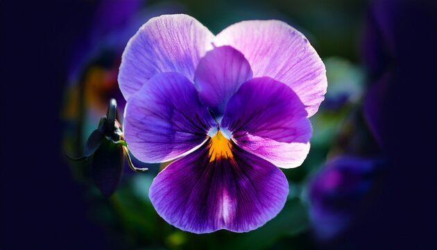 close up of vibrant purple pansy - Powered by Adobe
