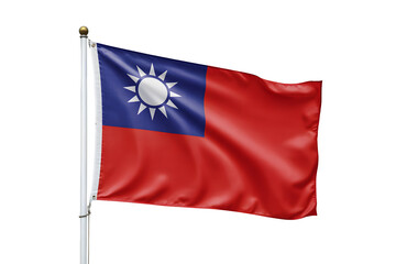 Vibrant Republic of China flag waving proudly on flagpole, symbolizing national pride and heritage, perfect for patriotic displays