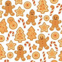 Christmas silhouette icon set. featuring gingerbread men, christmas trees, candy canes, stars, and cookies