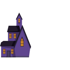 Spooky Purple Haunted House With Orange Windows On A White Background A Pixelated Style Illustration For Halloween Celebrations And Spooky Themes And Digital Art
