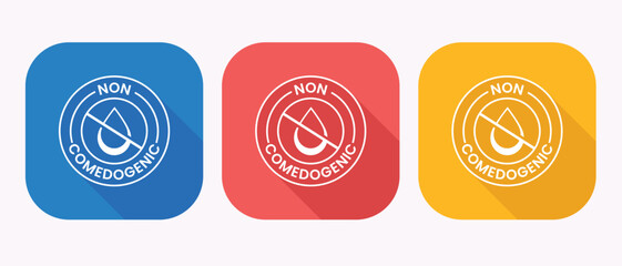 Non comedogenic label flat icon with long shadow