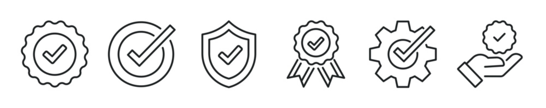 Checkmark thin line icon set. Web minimal editable stroke icons