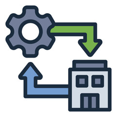 Fototapeta premium integration filled line icon. system link. workflow sync. corporate area