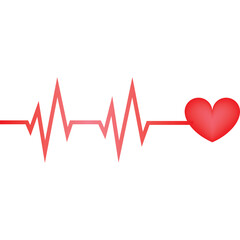 Red Heartbeat EKG Line With A Red Heart Symbol On A Transparent Background Representing Life Health And Medical Care