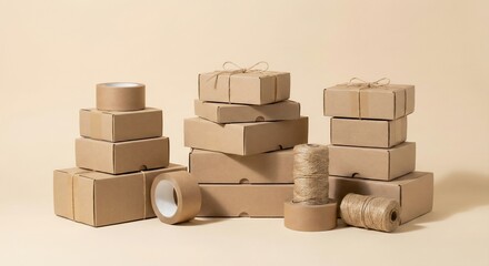 Studio Photo of Eco-Friendly Kraft Packaging and Boxes