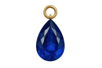 Faceted sapphire tear drop gemstone pendant isolated