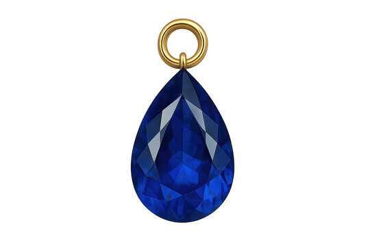 Faceted sapphire tear drop gemstone pendant isolated