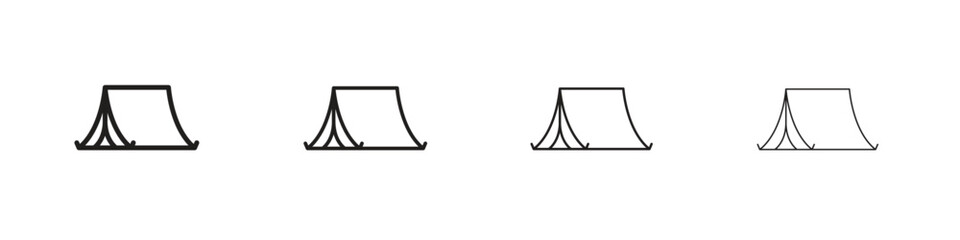 Camping icon set. A collection of simple black thin strokes icons © Dawid