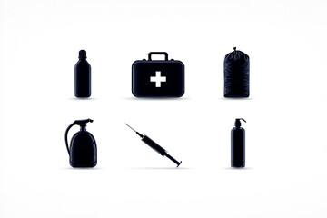 healthcare donation concept, create a medical equipment silhouette on a white background for donation