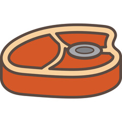 Raw Beef Steak With Bone and Marbling Isolated on Transparent Background Simple Flat Design Food Illustration