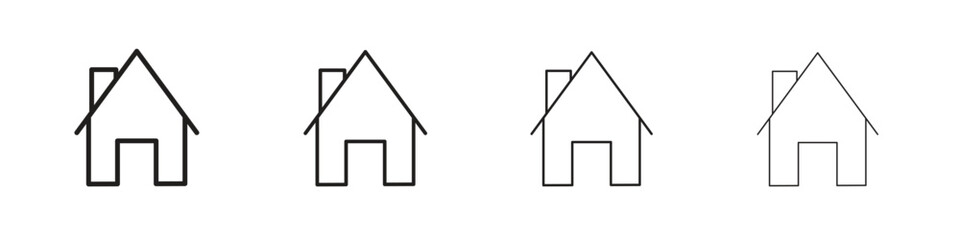 Fototapeta premium Home icon set. A collection of simple black thin strokes icons