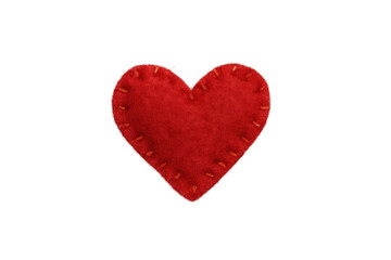 Red felt heart shape love symbol transparent background