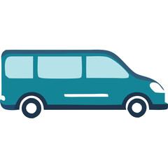 Teal Minivan Vehicle Isolated on Transparent Background Vector Illustration
