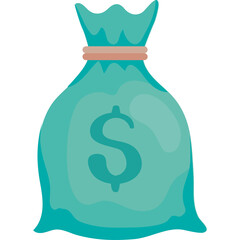 Teal Money Bag With Dollar Sign On Transparent Background