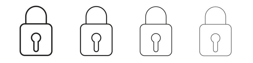 Lock icon set. A collection of simple black thin strokes icons © Dawid