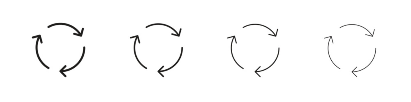 Recycle icon set. A collection of simple black thin strokes icons