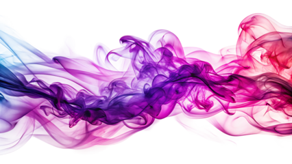 Vibrant magenta and purple wispy smoke trails, flowing across a dark background, cutout, PNG, isolated on white or transparent background, AI