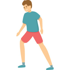 Young Man In Teal T Shirt And Coral Shorts In A Dynamic Pose With A Transparent Background