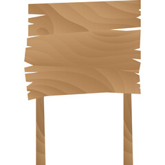 Rustic wooden signpost with textured planks and a transparent background for easy customization and design elements