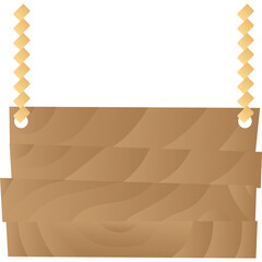 Simple Wooden Sign Hanging With Rope Against Transparent Background Rustic Style Natural Wood Texture Blank Sign for Text