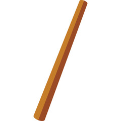 Simple Graphic Design of a Brown Colored Wooden Pencil with a Sharpened Tip and Eraser on a Transparent White Background