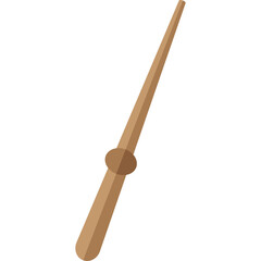 Simple Wooden Wand on Transparent Background With Brown Handle and A Small Circle Detail and A Pointed Tip For Magic Or Games