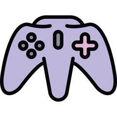 Purple Video Game Controller With Black Outline On Transparent Background