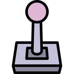 Retro Joystick Controller With Pink Ball Handle on a Transparent Background Vector Illustration