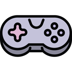 Retro Video Game Controller With Pastel Purple Buttons And Gray Body On Transparent Background Flat Design Style