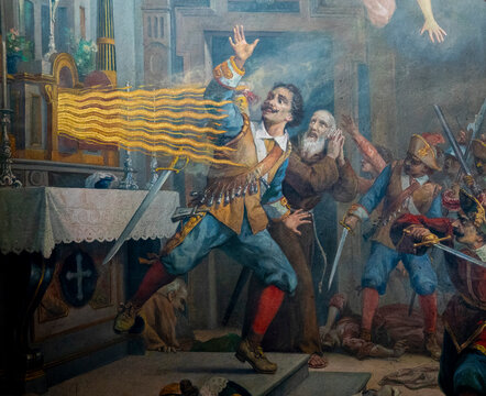 Fresco (19th century) of a Eucharistic Miracle Procession.