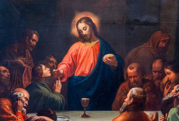 Painting (19th century) of Last supper of Jesus Christ.