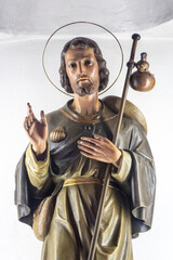 Statue (19th century) of Saint James of Compostela. Saint and apostle of the Roman Catholic Church.