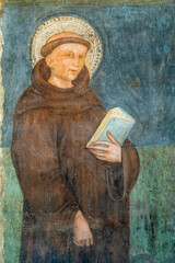Fresco (13th century) of a portrait of a monk.