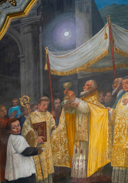 Painting (19th century) of a Eucharistic Miracle Procession.