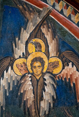 Fresco (13th century) of The four evangelists: Luke and the bull, Mark and the lion, John and the eagle, Matthew and the angel.