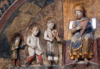 Sculpture (13th century) of King David playing the lyre.