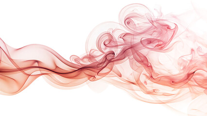 Wispy trails of blush pink and coral smoke, swirling and curling, cutout, PNG, isolated on white or transparent background, AI
