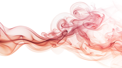 Wispy trails of blush pink and coral smoke, swirling and curling, cutout, PNG, isolated on white or transparent background, AI
