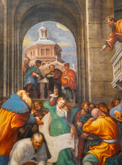 Fresco (19th century) of Saint Catherine of Siena or Sainte Catherine de Sienne. Saint of the Roman Catholic Church.