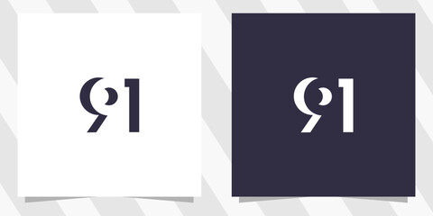 number 91 logo design vector