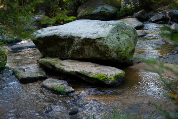 seltsame Felsformation im Bachbett des Kamp