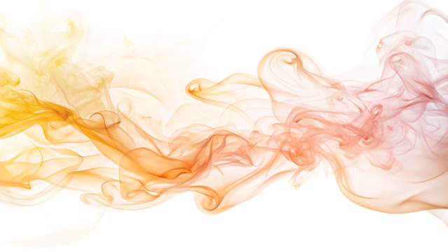 Ethereal wispy trails of peach and light yellow smoke, swirling, cutout, PNG, isolated on white or transparent background, AI