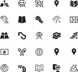 Maps icon set. Containing maps, location, navigation, direction, GPS, flag, destination, route, road and more
