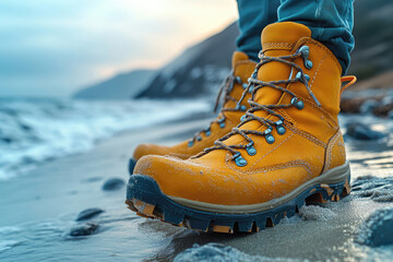Close-Up View of Boots During Nature Exploration