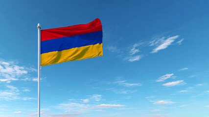 Celebrating Independence Day with the Armenian flag waving proudly against a clear blue sky