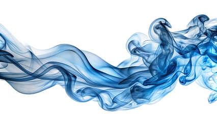 Ethereal wisps of steel blue smoke, swirling and flowing across a dark background, cutout, PNG, isolated on white or transparent background, AI