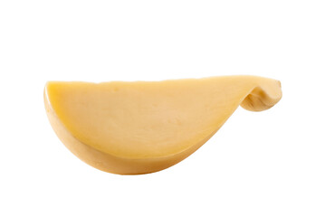 Slice of Italian caciocavallo cheese isolated on white background with clipping path included