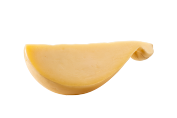 Slice of Italian caciocavallo cheese isolated on white background with clipping path included